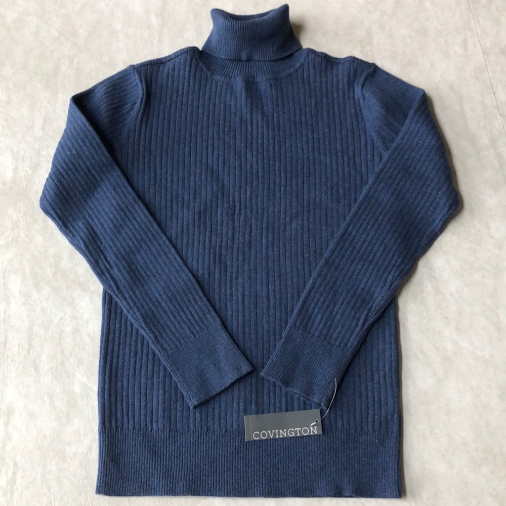 Covington Woman’s Cotton Blend Long Sleeve Ribbed Turtleneck Sweater Size S